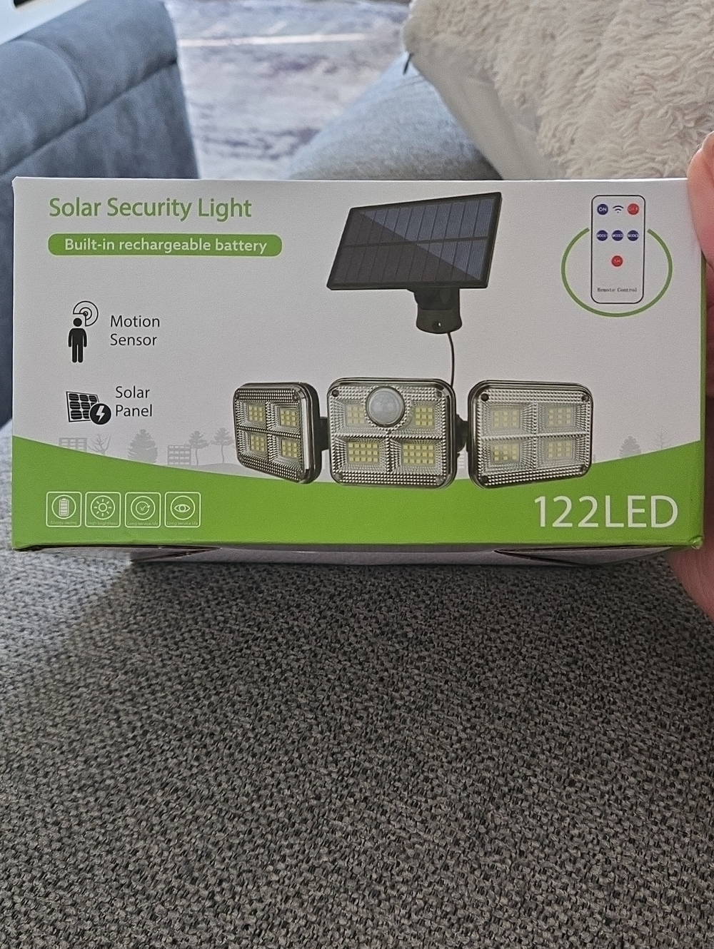 Solar Security Light 122 LED - White and Green